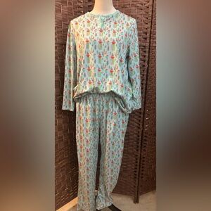 Earth Bound 2 Piece Pajama Woman’s Set Pants & Long sleeve top Cactus Medium